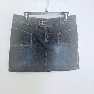 Denim Mini Skirt with Front Patch Pockets